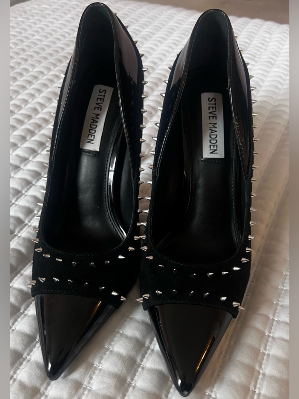 Steve Madden Daisie-S Black Spiked Stiletto Heels - Size 6.5